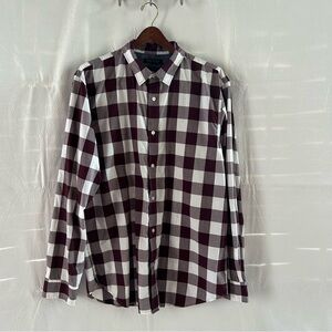 Men's Banana Republic Long Sleeve Button Down Collared Checkered Shirt Size XL